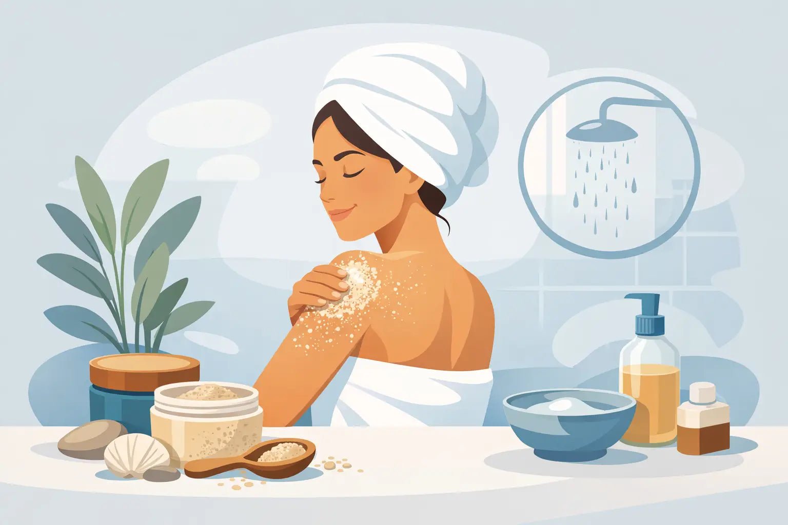 How to Use a Mineral Body Scrub Before Shower - Salt And Mud